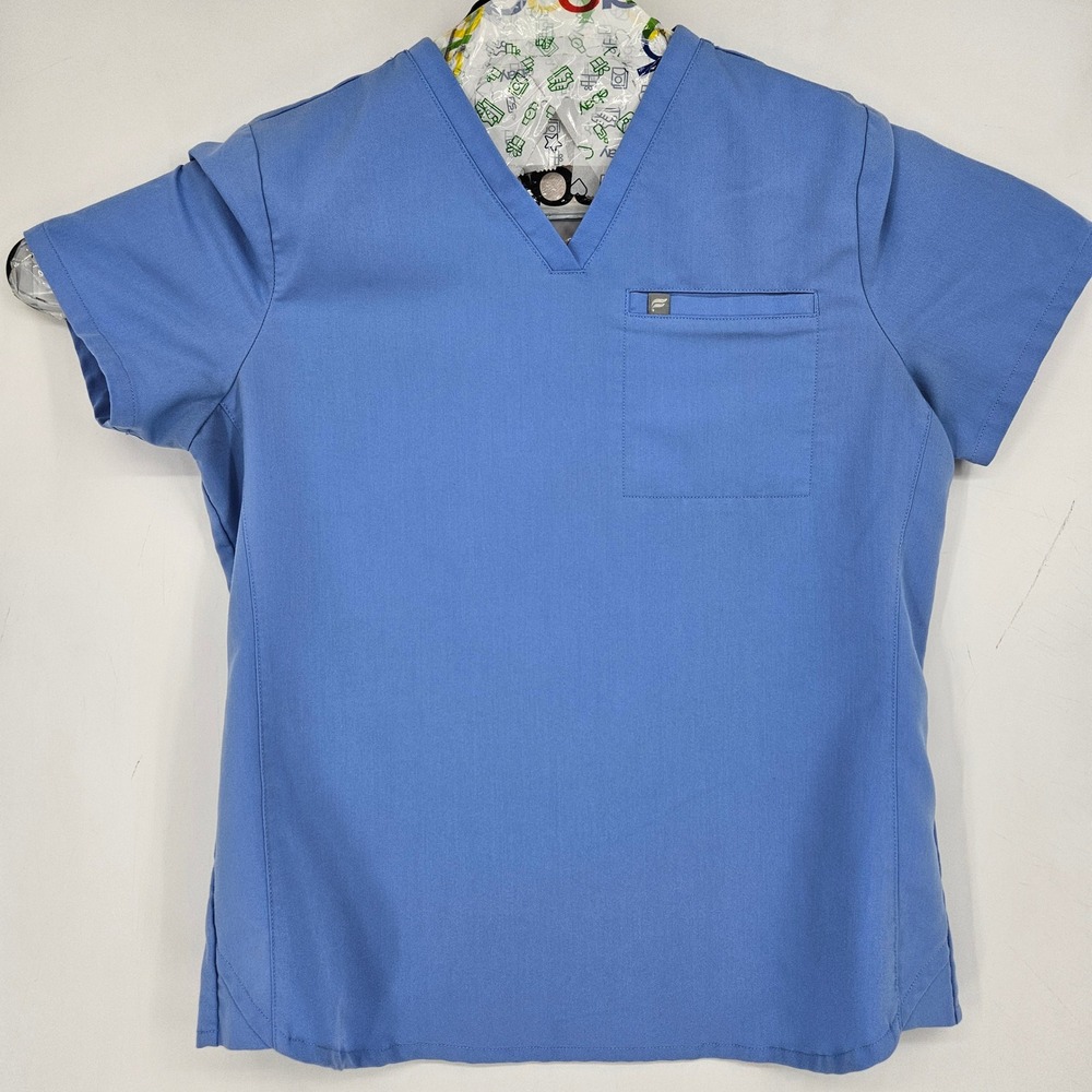Fabletics Vital Scrub Top Womens Small Light Blue‎ Short Sleeve Nurses Uniforms